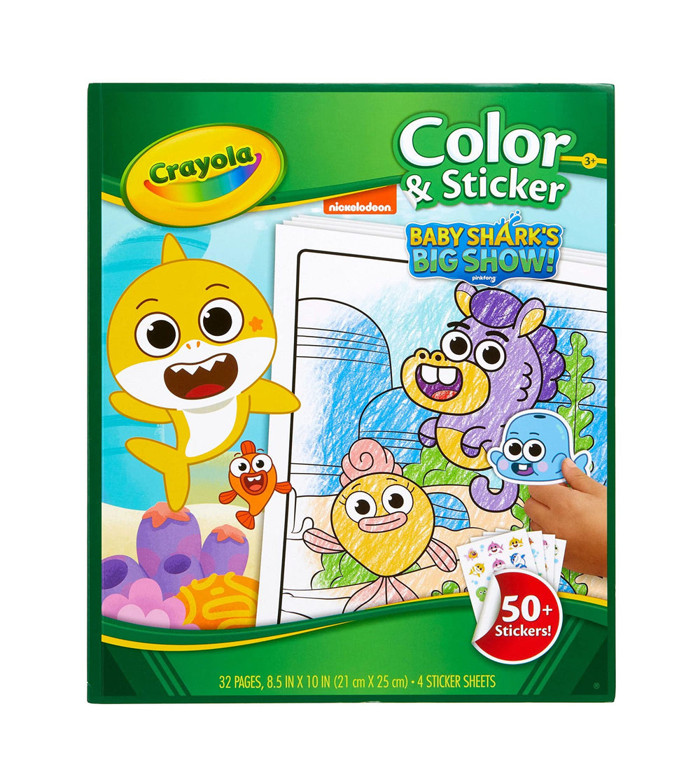 Crayola Baby Shark coloring pages cover for quiet travel and creative play