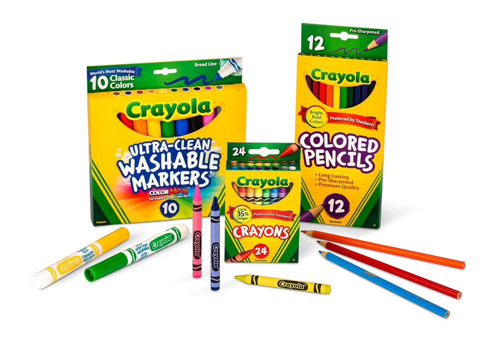 Crayola 10 washable markers deliver bold coverage without staining skin.
