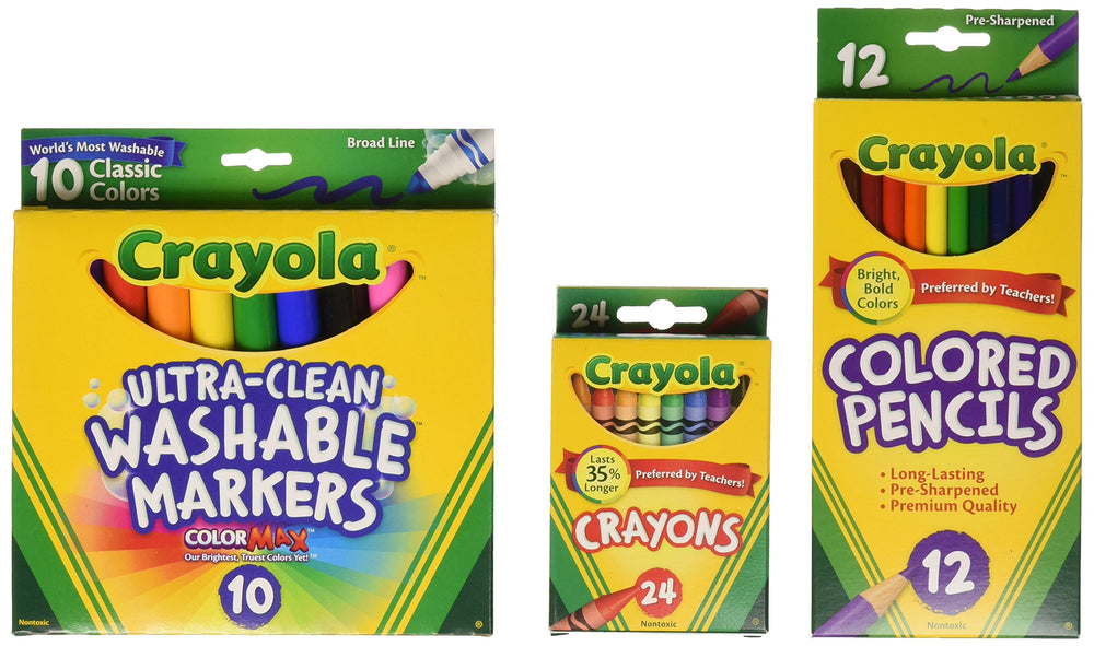 Crayola 24 crayons in a rainbow of colors for classroom projects.