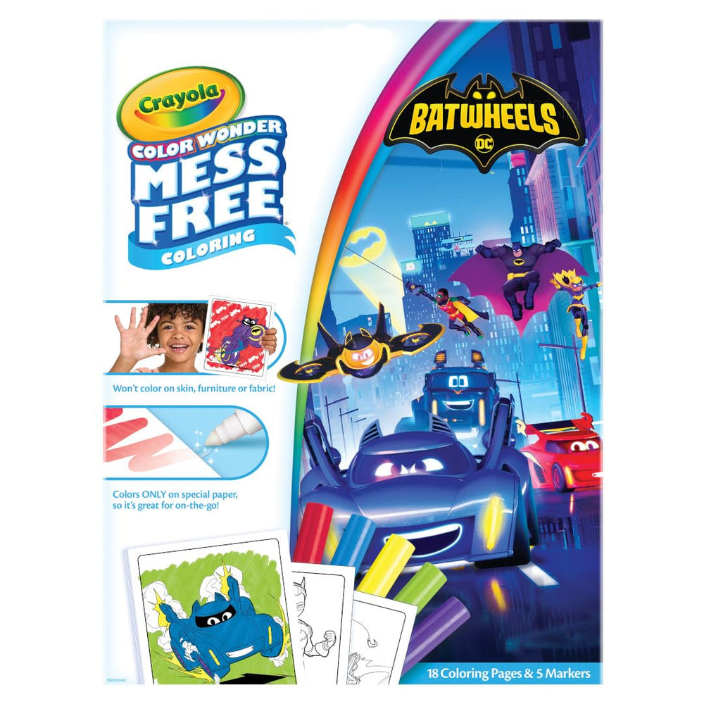 Crayola Batwheels Color Wonder markers for mess-free coloring sessions.