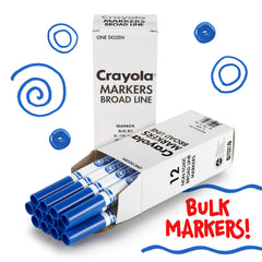 Crayola blue markers 12-count packaging ready for school projects and crafts.