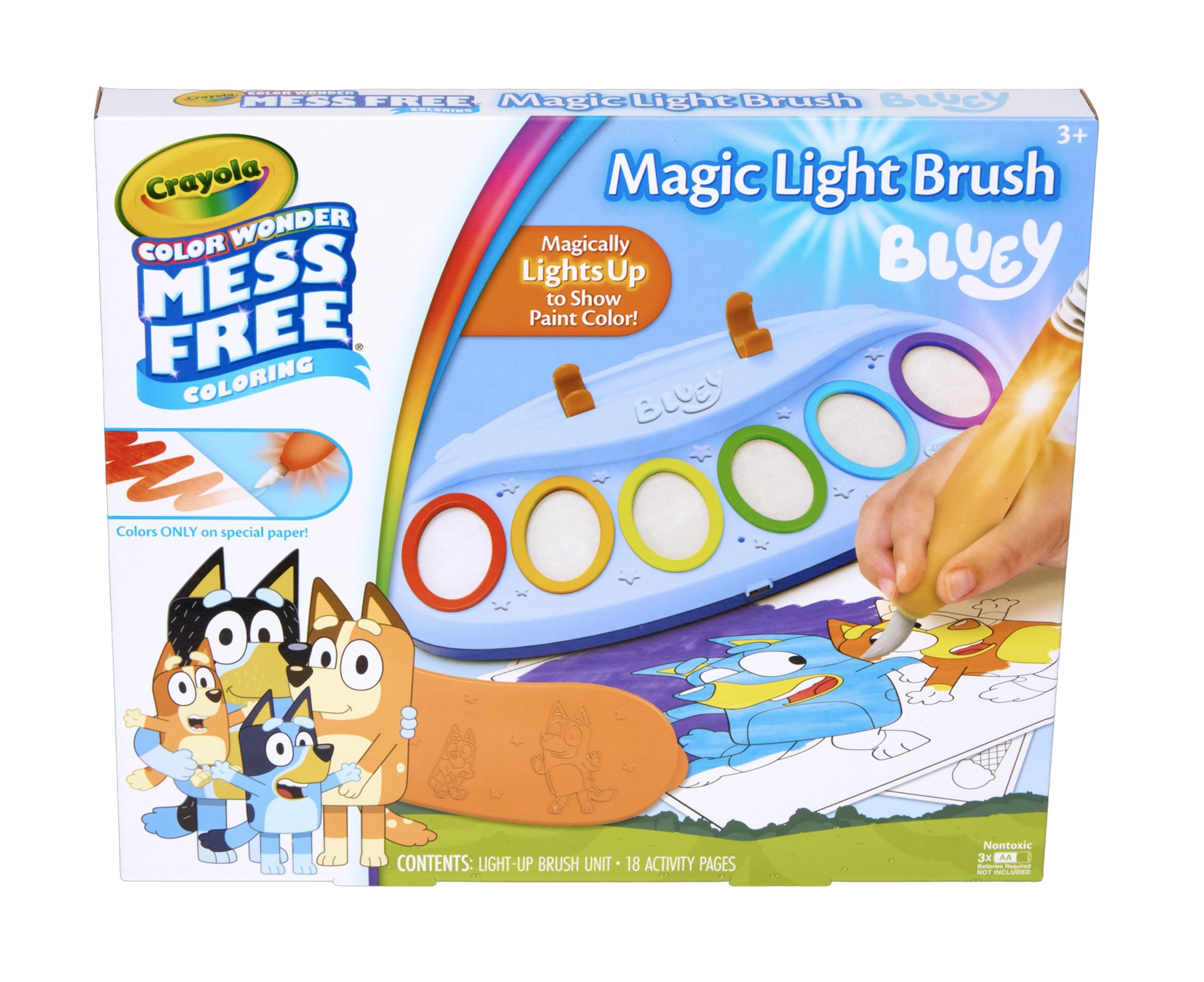 Crayola Bluey Color Wonder magic light brush lights up while painting