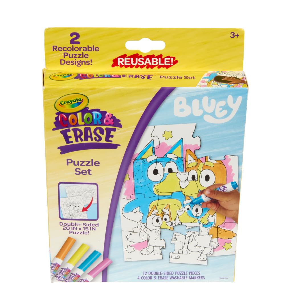 Travel-friendly Crayola Bluey puzzle set for car trips and on-the-go fun