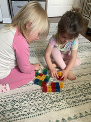 Crayola Bold PIP Cubes stacked tower highlight easy, stable construction.