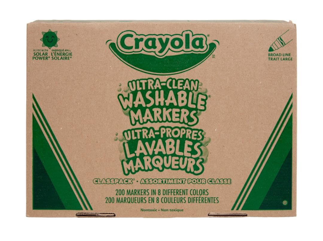 Crayola Broad Line Classpack 200ct front view for classroom projects.
