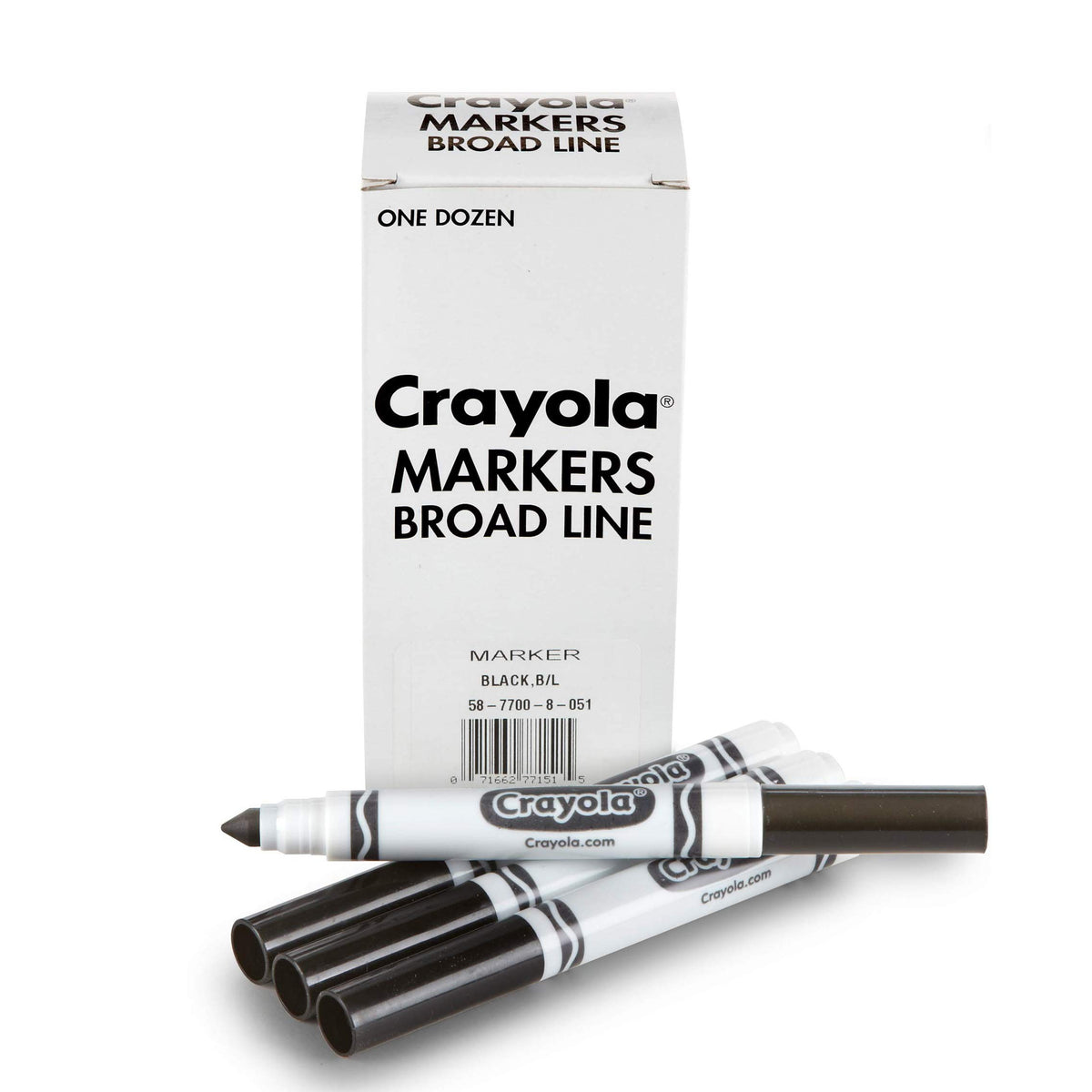 Crayola Broad Line Markers Black 12ct in a reusable box for classroom use