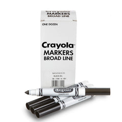 Crayola Broad Line Markers Black 12ct in a reusable box for classroom use