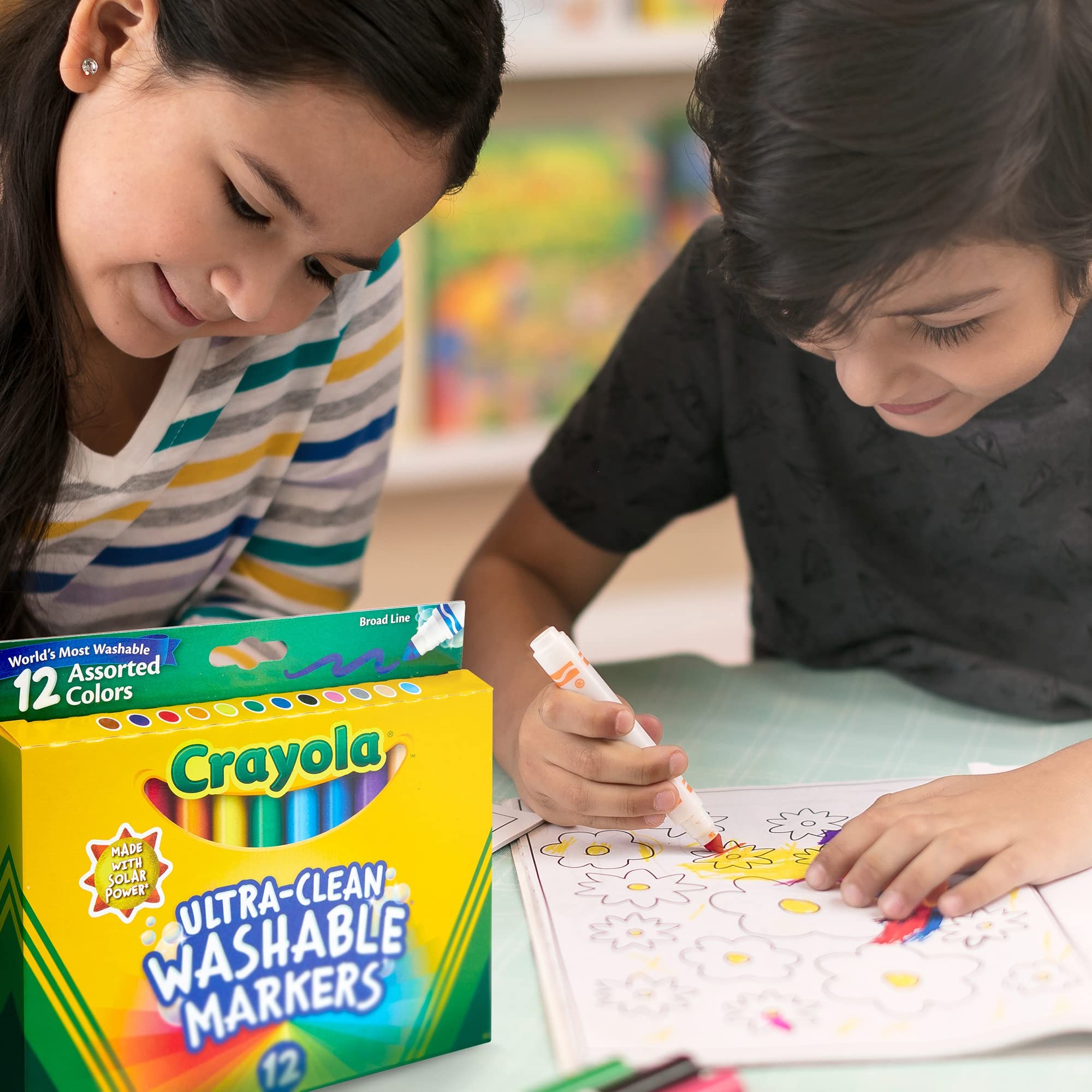 Crayola Broad Line Markers kids coloring book use for creativity.