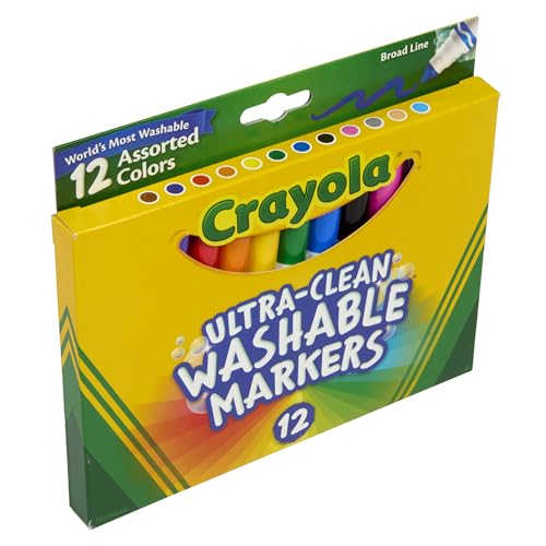 Crayola Broad Line Markers washable formula tested for easy cleanup.