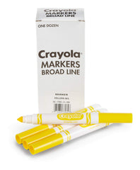 Crayola Broad Line Yellow markers in a reusable box for classrooms.