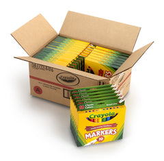Crayola case of 24 markers organized for educator-approved color selection.