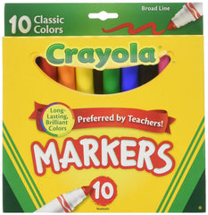Crayola classic color broad line markers in a 10-count pack for bold color drawings