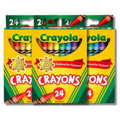Crayola Classic Color Pack 24 crayons box front with vivid colors for school projects.
