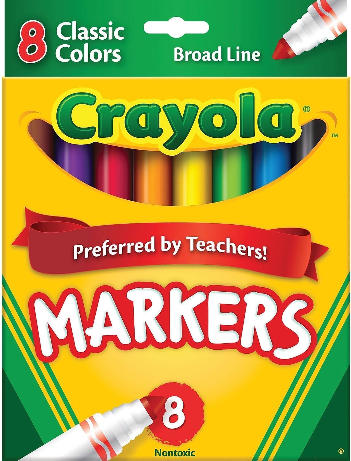 Crayola Classic markers front view showing broad-line markers for bold color