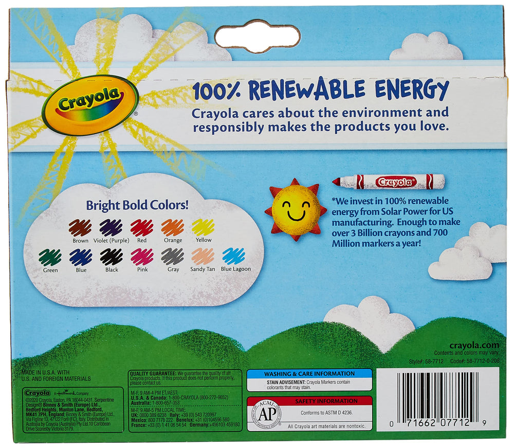 12-color Crayola marker set ideal for school art and crafts