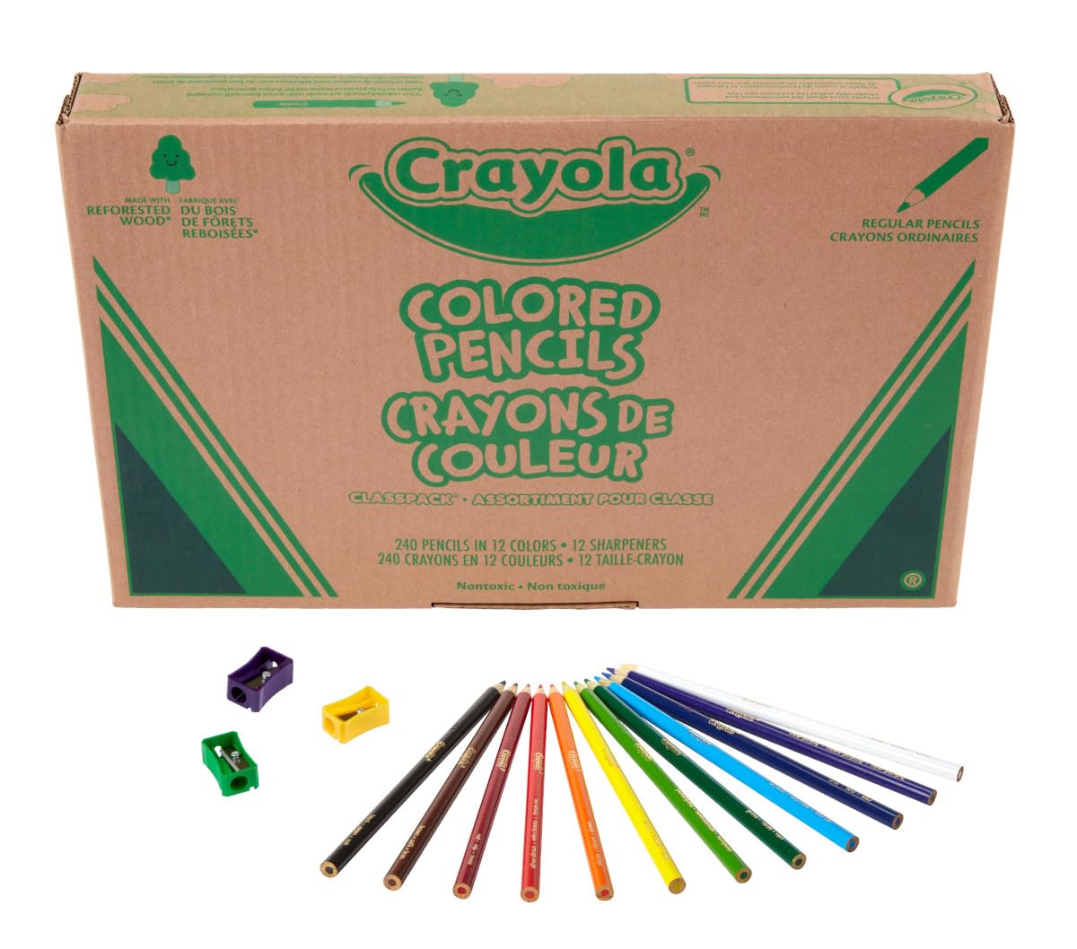 Crayola Classpack 12-color palette delivers vibrant hues for student projects.