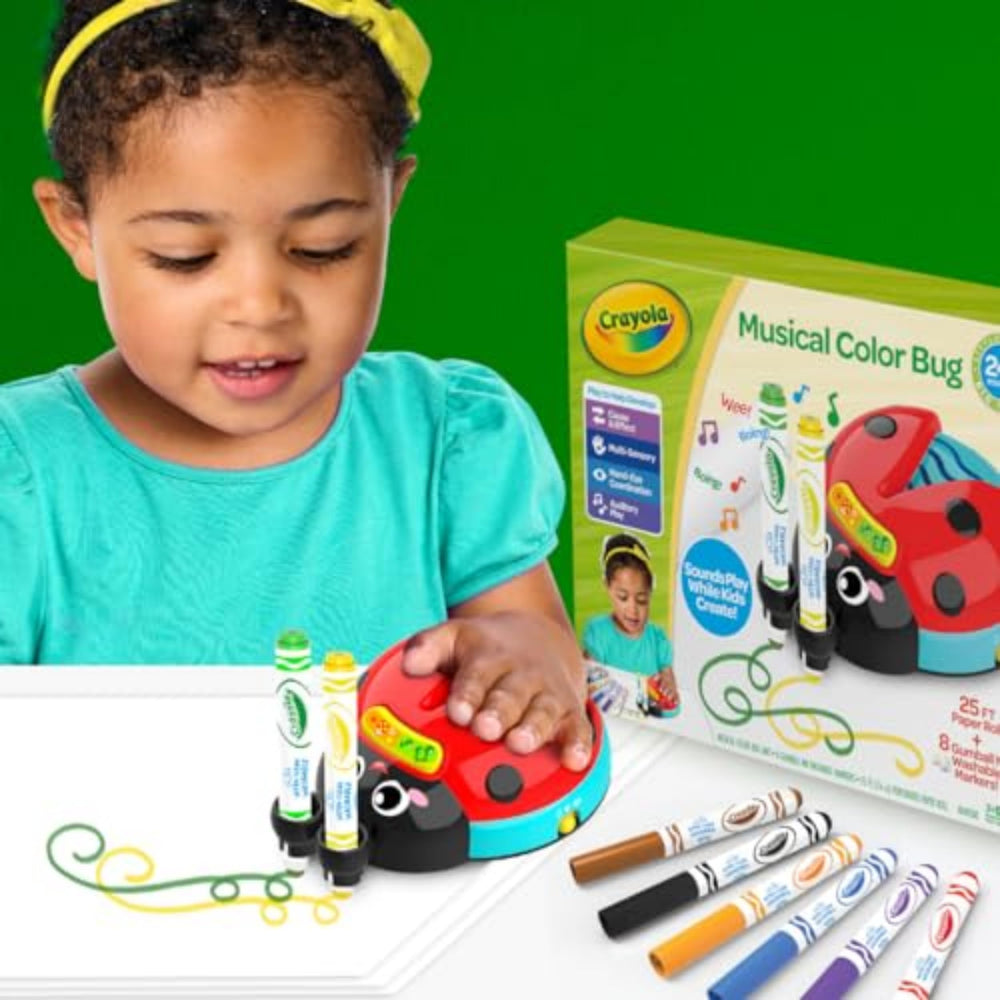 Crayola Color Bug silent-mode lets kids color peacefully with adjustable volume.