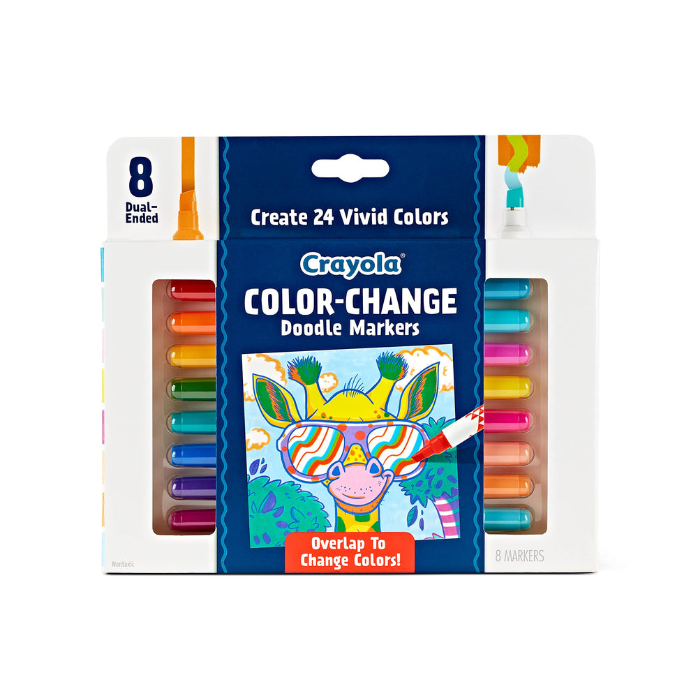 Crayola Color Change Markers 8ct in use, blending colors for vibrant layered art.