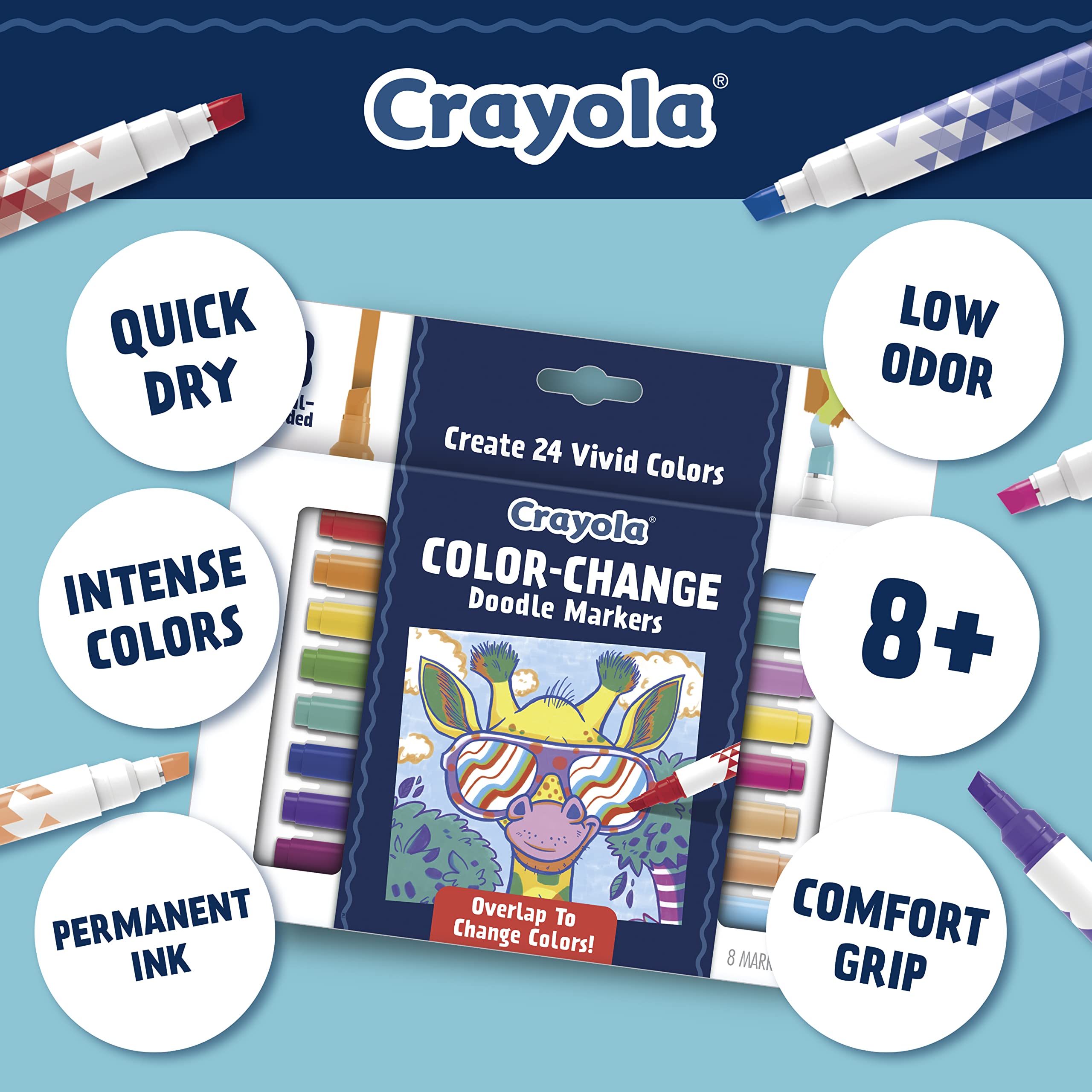 Crayola Color Change Markers invite creative doodling on coloring books and journals.