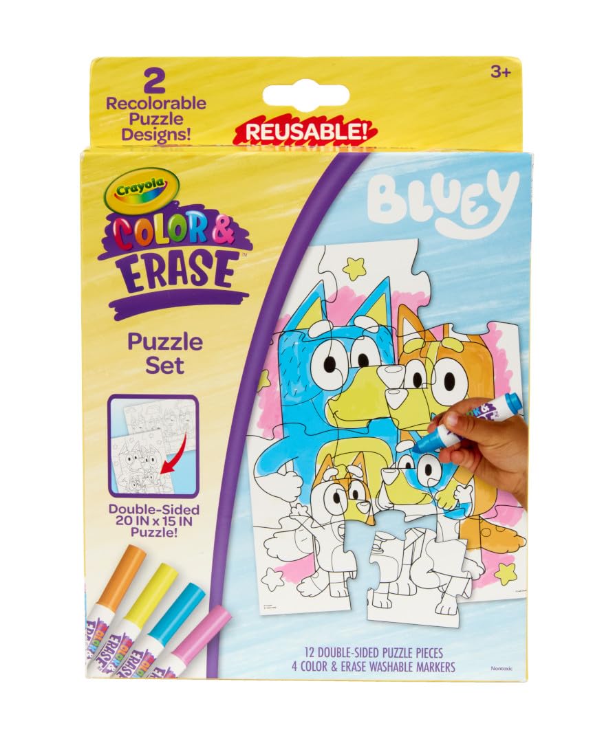 Crayola Color & Erase Bluey Puzzle Set front view for kids' coloring fun