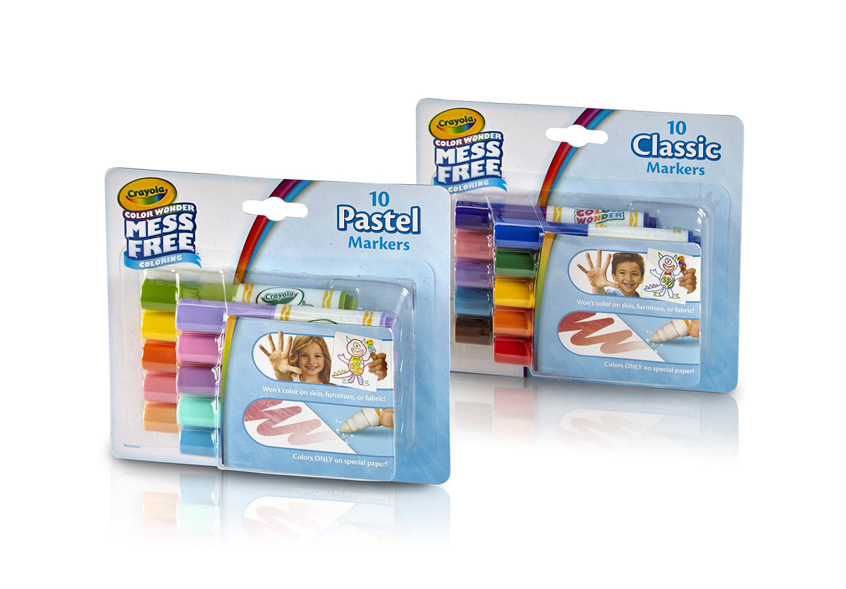 Crayola Color Wonder markers in pastel and classic colors for mess-free coloring