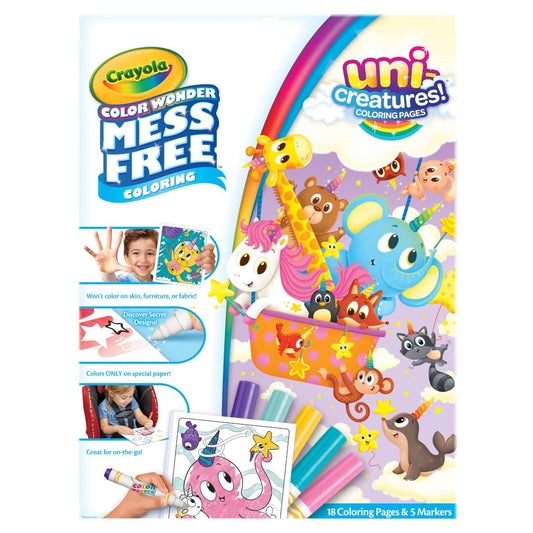 Crayola Color Wonder markers set enabling clean, color-only-on-paper art.
