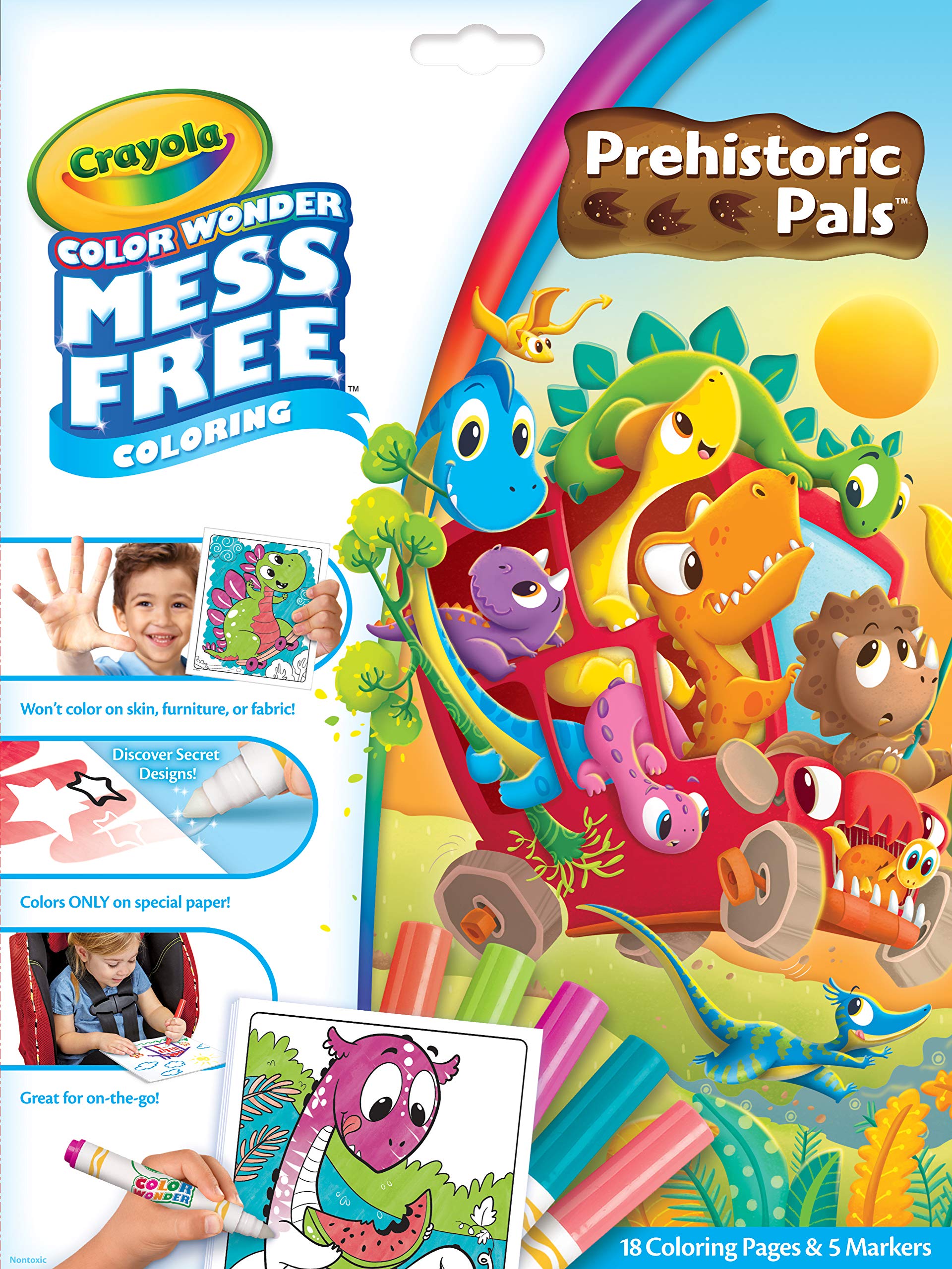 Crayola Color Wonder Prehistoric Pals dinosaur pages show mess-free coloring possibilities.