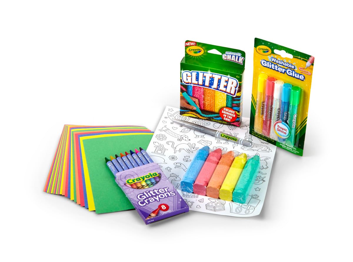 Crayola color-your-own sticker sheet invites personalized glitter stickers.