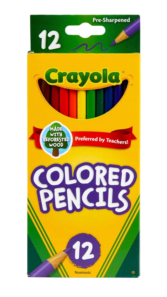 Crayola colored pencils 12-count pack front view for vibrant shading