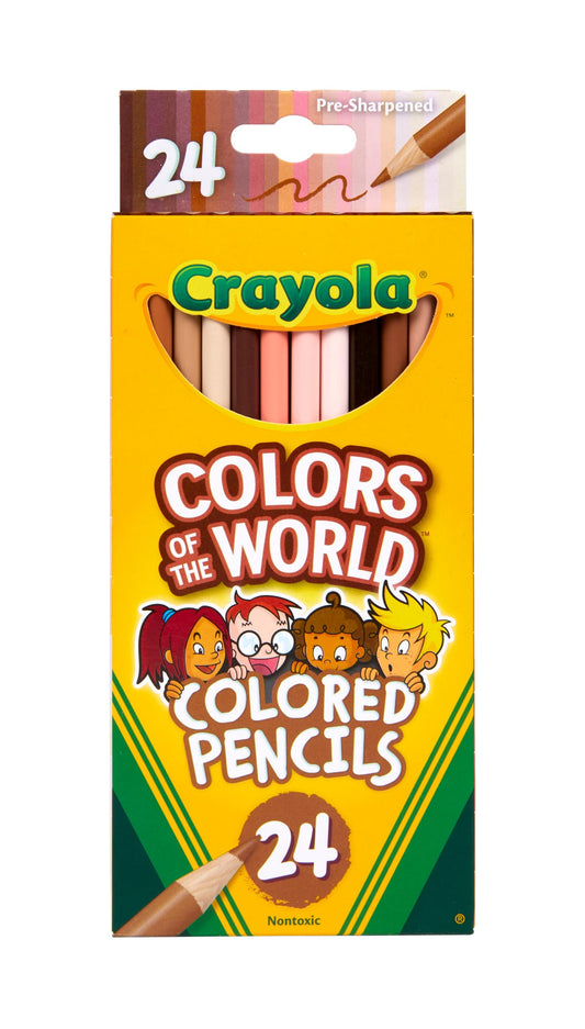 Crayola Colors of the World 24 colored pencils for diverse skin tones in art projects.