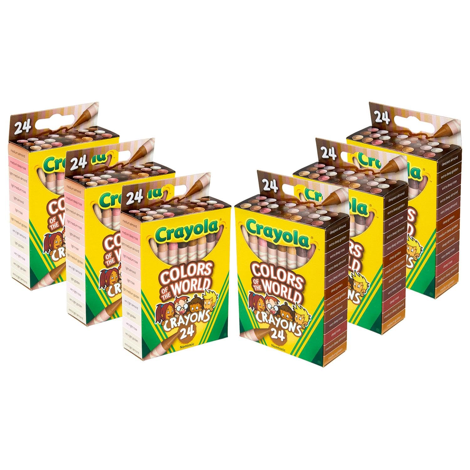 Crayola Colors of the World bulk-set crayons in six classroom packs.
