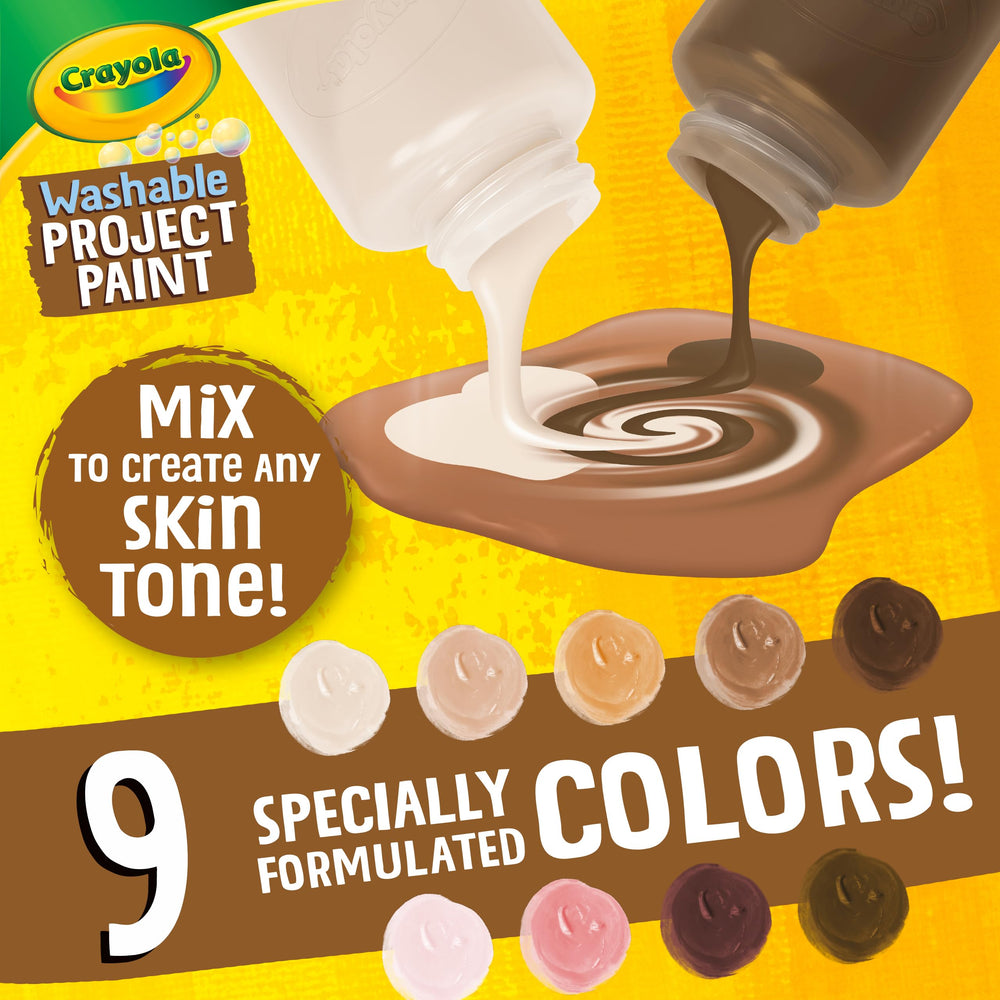 A child applies Crayola Colors of the World paint in a self-portrait activity.
