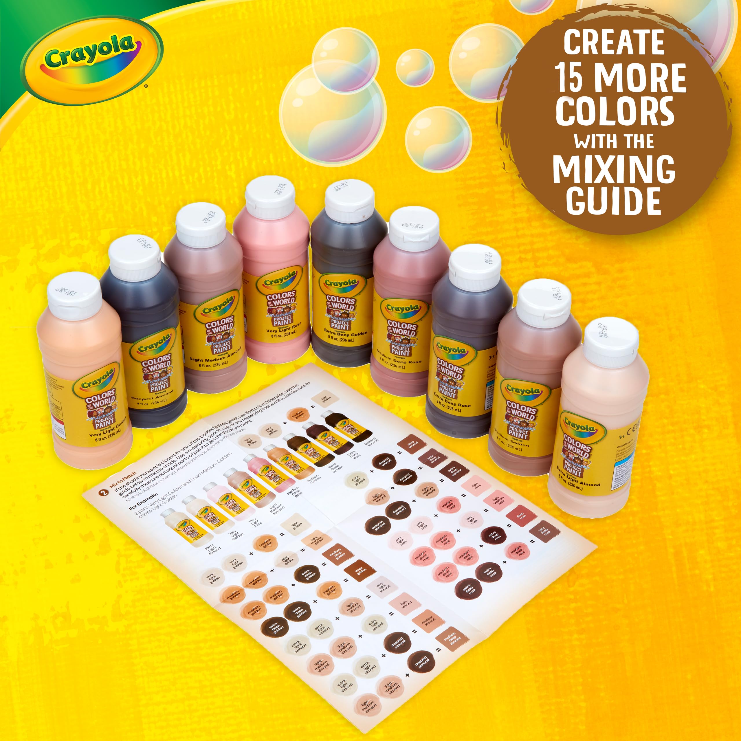 Color swatches for Colors of the World aid tone comparison and mixed hues.