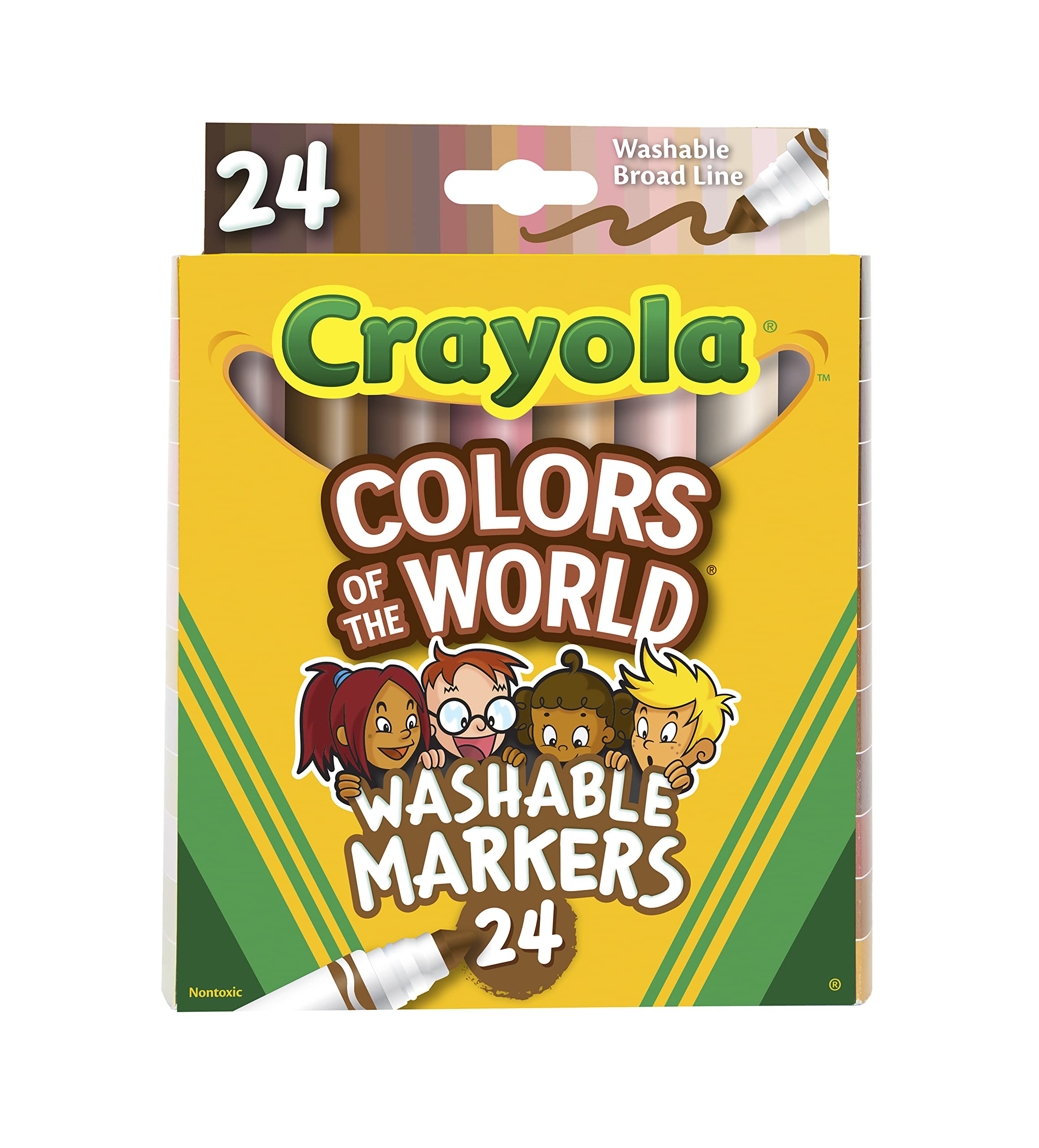 Crayola Colors of the World markers washable ink on skin.