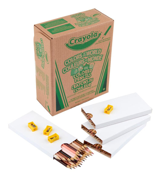 Crayola Colors of the World 240ct pencils in a classroom display for diverse skin tones
