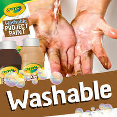 Washable Colors of the World paint cleans from skin and most fabrics after play.