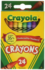 Crayola 24-count crayons in a six-pack, ideal for classrooms and creative at-home artwork.