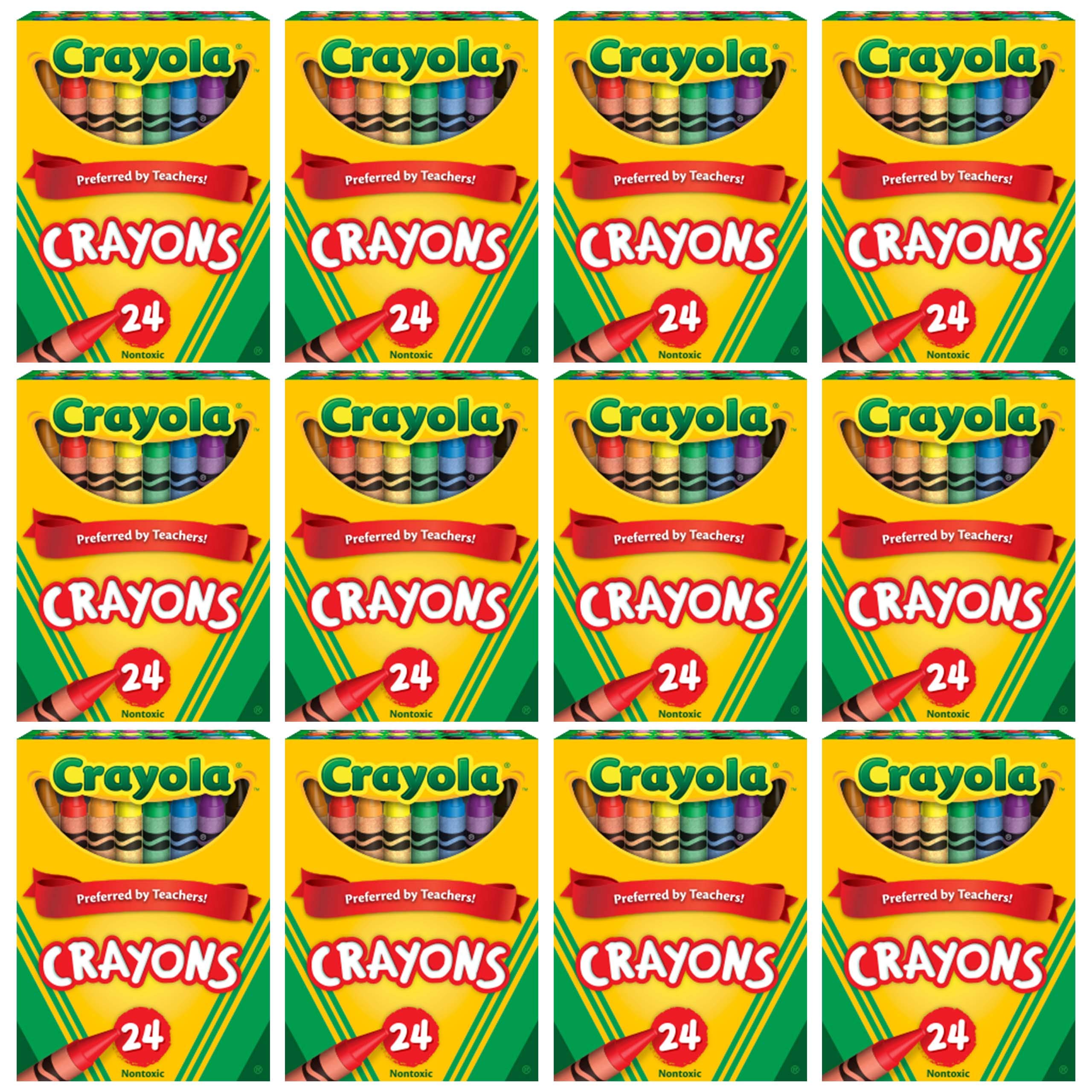 Crayola crayons 24-count color range for classroom projects.