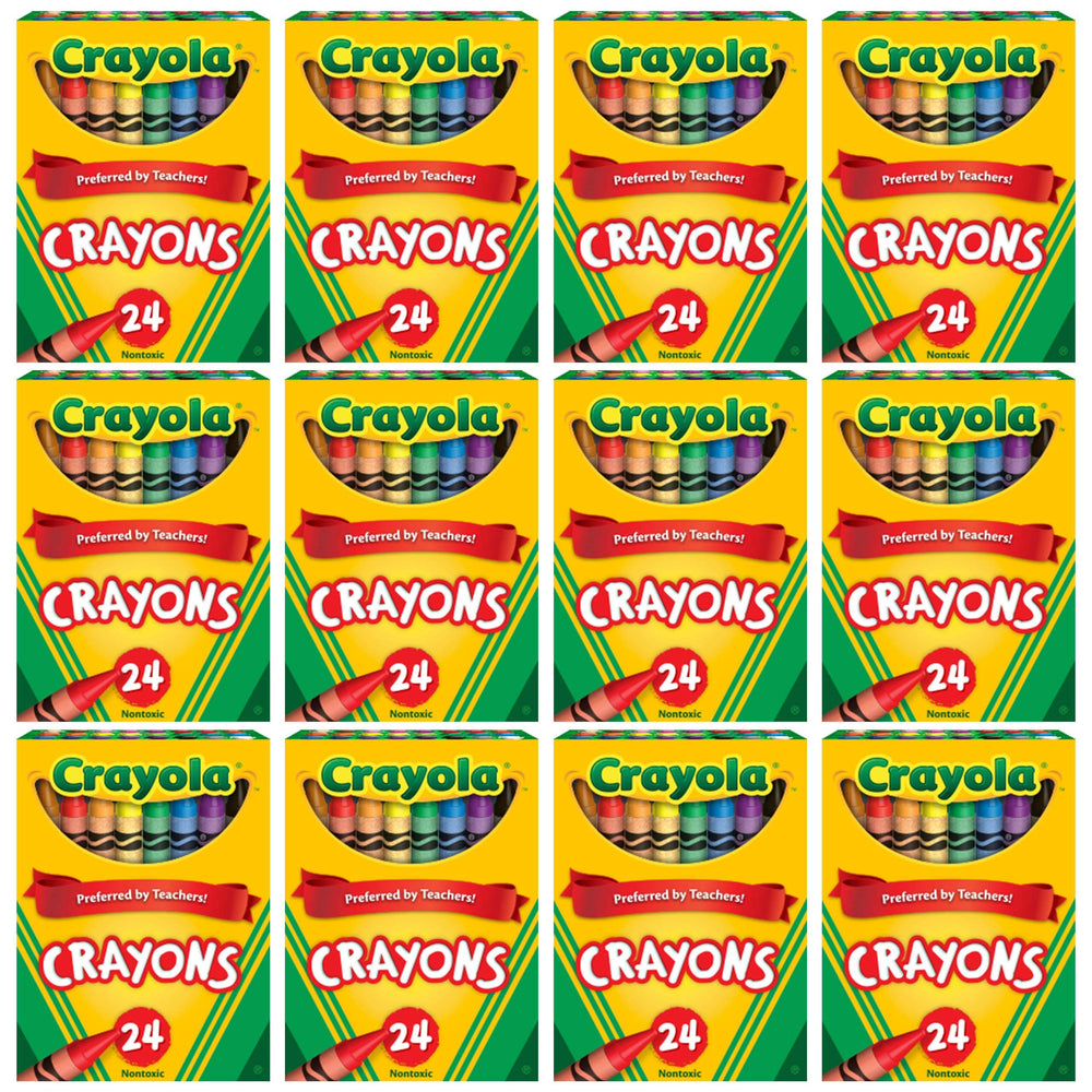 Crayola crayons 24-count color range for classroom projects.