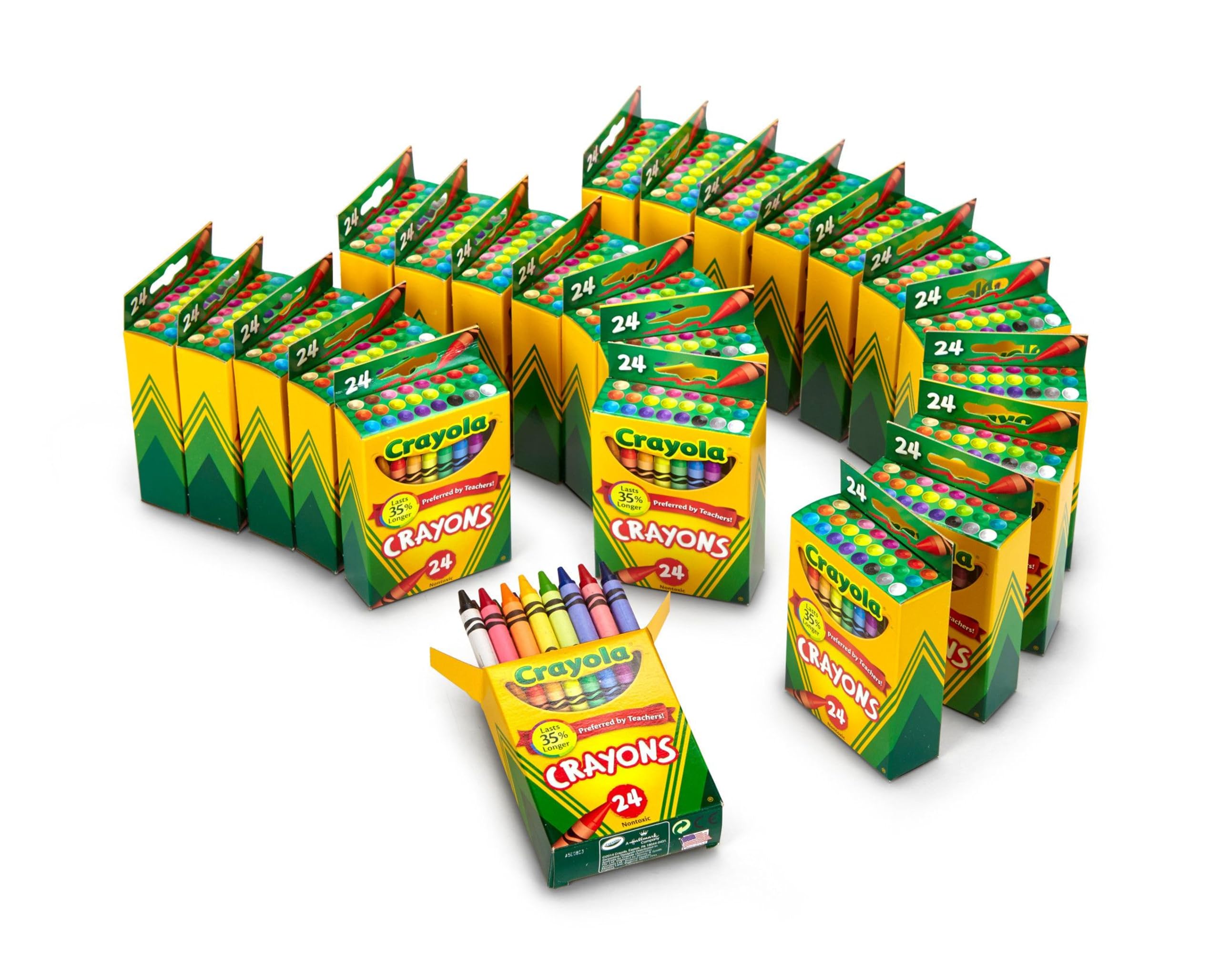 Crayola Crayons Bulk 24-box set with vibrant colors for classrooms.