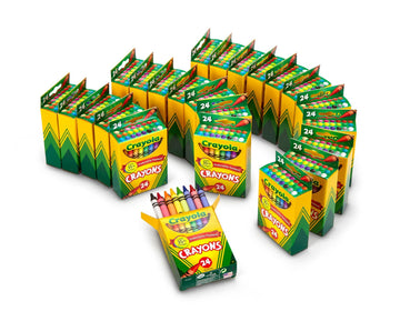 Crayola Crayons Bulk 24-box set with vibrant colors for classrooms.