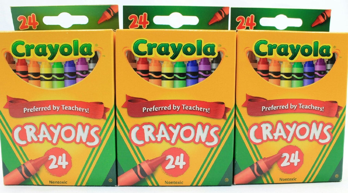 Crayola Crayons Bundle 3 Pack with 24 colors for vibrant, non-toxic coloring at home or school.