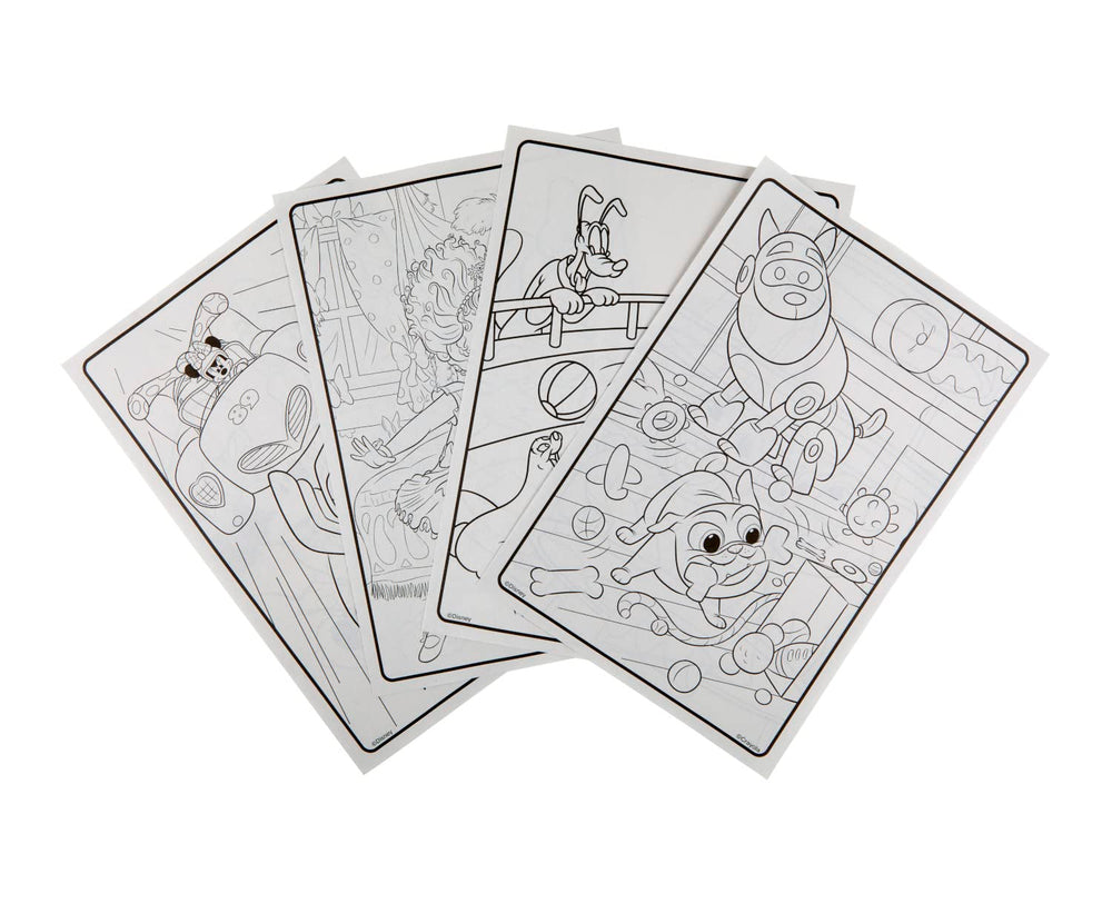Crayola Disney Jr. family coloring spread suitable for shared coloring sessions at home.