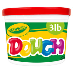 Crayola Dough Red 3lb bucket with snug lid supports soft, reusable modeling sessions.