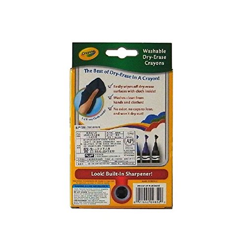 Crayola dry-erase crayons built-in sharpener keeps tips precise.