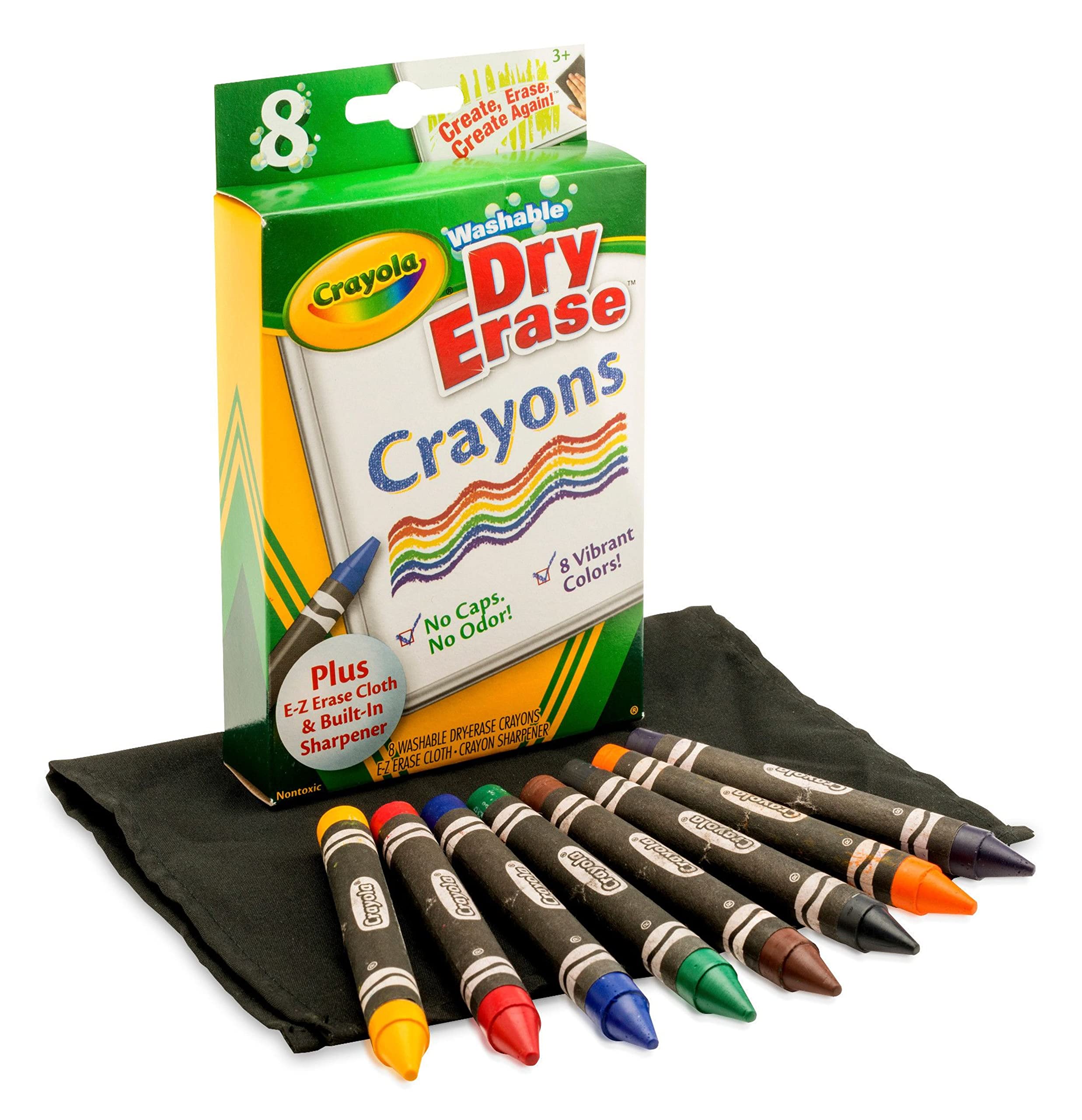 Crayola eraser mitt included for quick cleanups on dry-erase boards