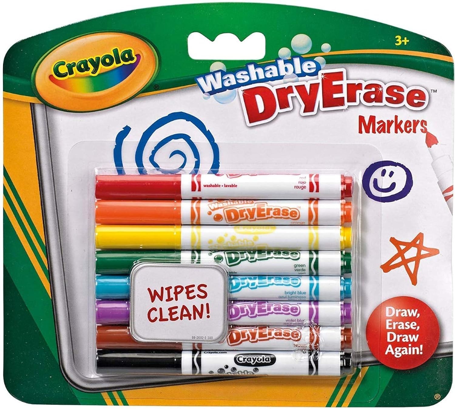 Crayola Dry Erase Marker 8-pack front view with bold colors for high visibility on whiteboards