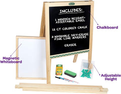Crayola dual-surface chalkboard and whiteboard for versatile art.