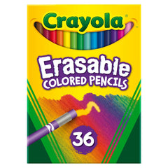Crayola Erasable Colored Pencils 36ct in a resealable box for organized art sessions.