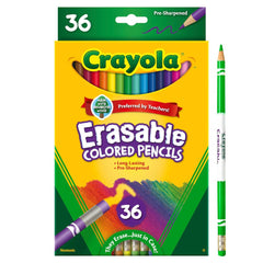 Crayola Erasable Colored Pencils showcase a vibrant color palette for bold drawings.